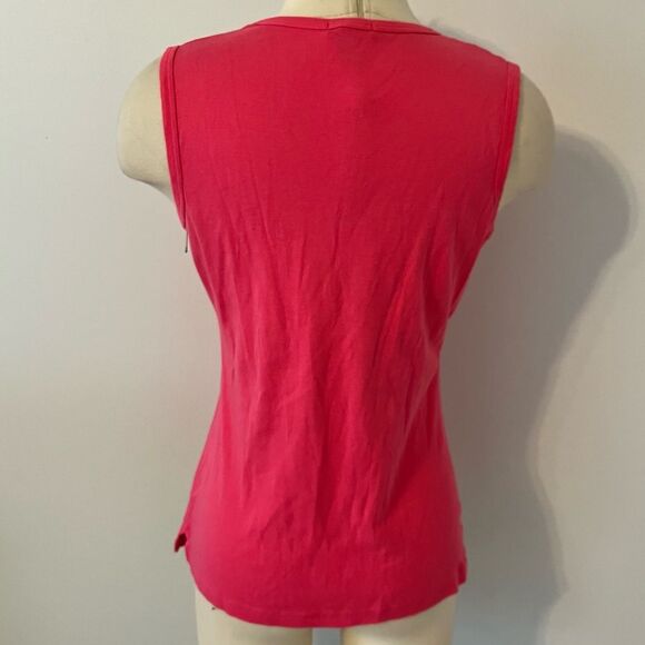 Lilla P Pink Cotton V Neck Tank Top Size Large - Picture 4 of 7